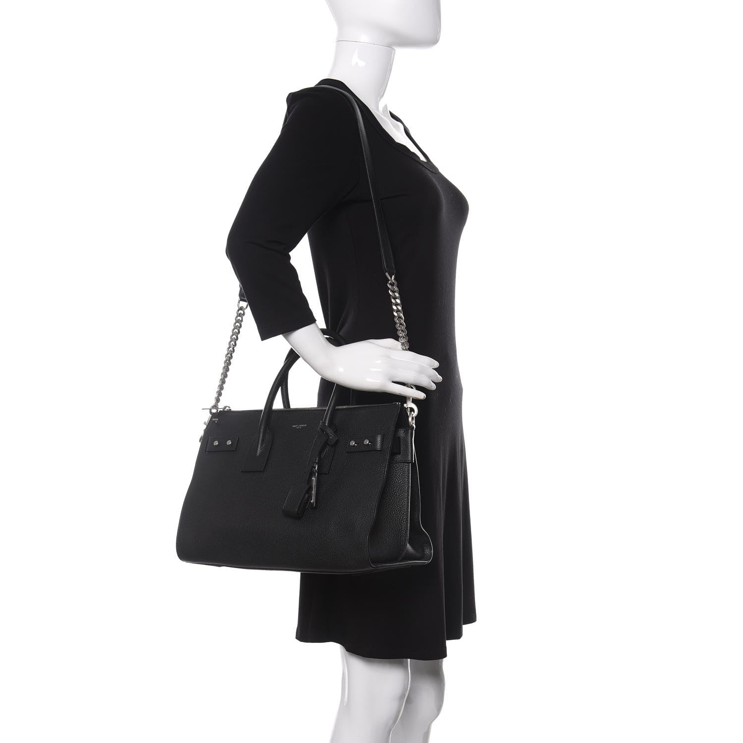 Saint Laurent Grained Calfskin Small Supple Sac De Jour Duffle Black 2 of 10