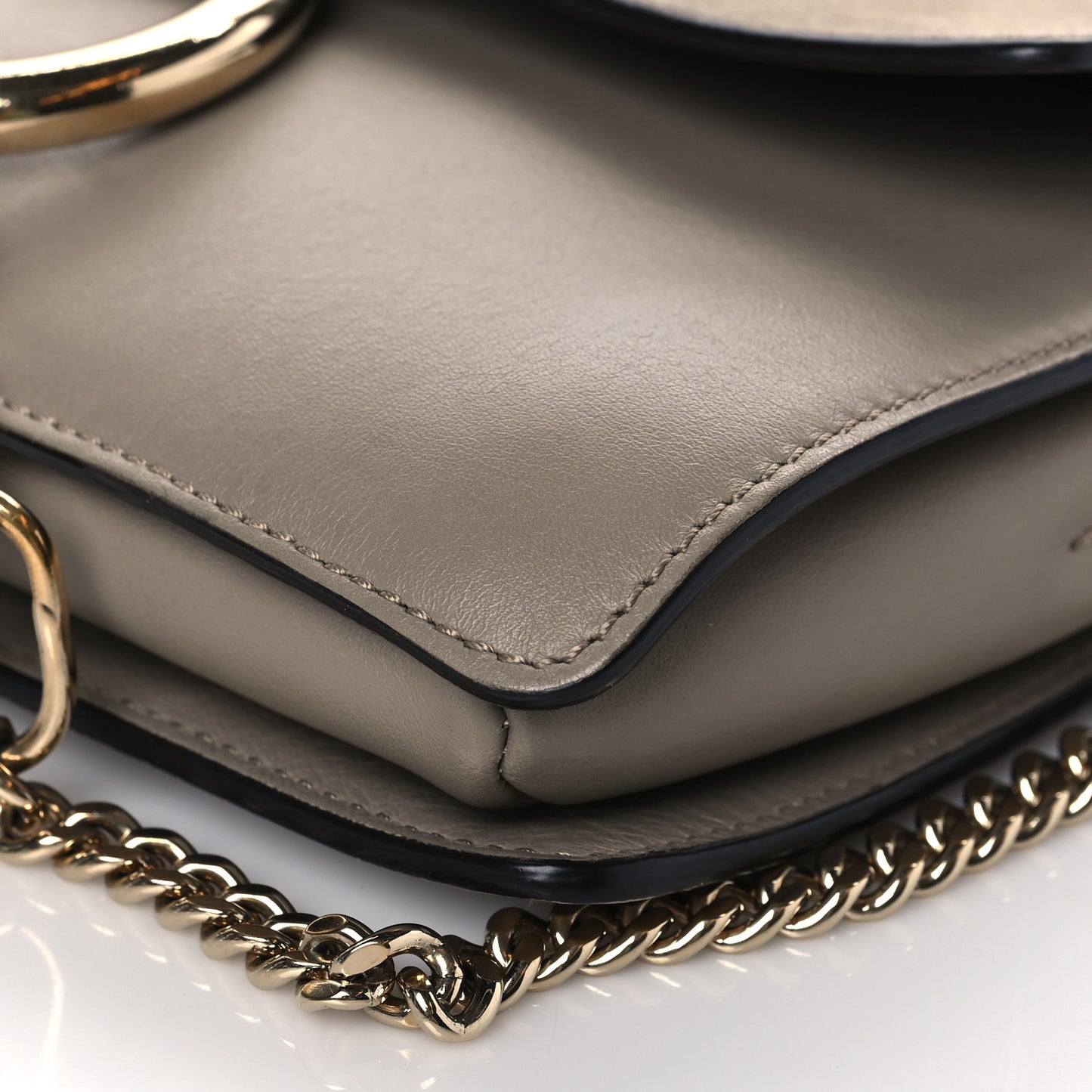 Suede Calfskin Small Faye Shoulder Bag Motty Grey