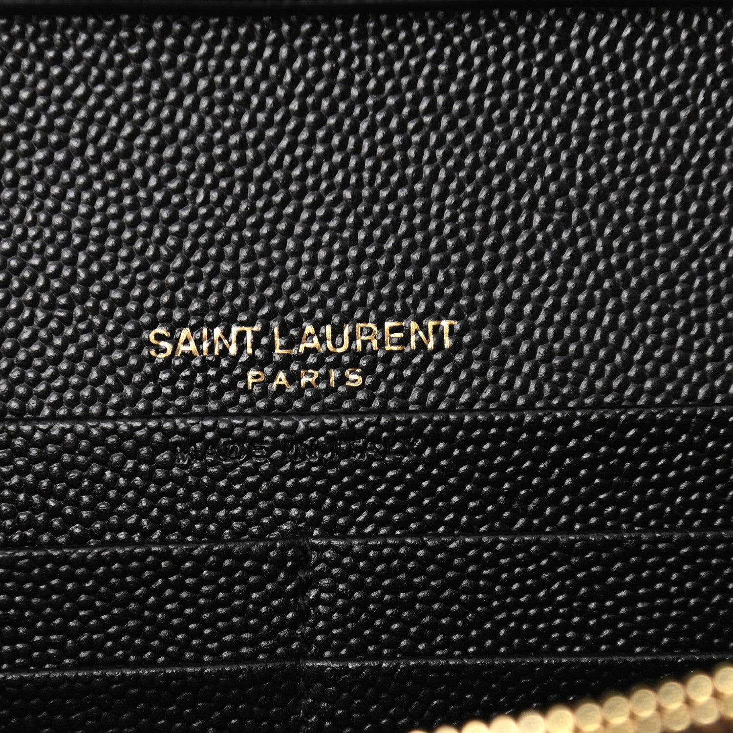 Saint Laurent Grain De Poudre Matelasse Chevron Monogram Chain Wallet Black 5 of 10