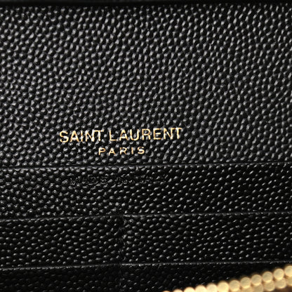 Saint Laurent Grain De Poudre Matelasse Chevron Monogram Chain Wallet Black 5 of 10