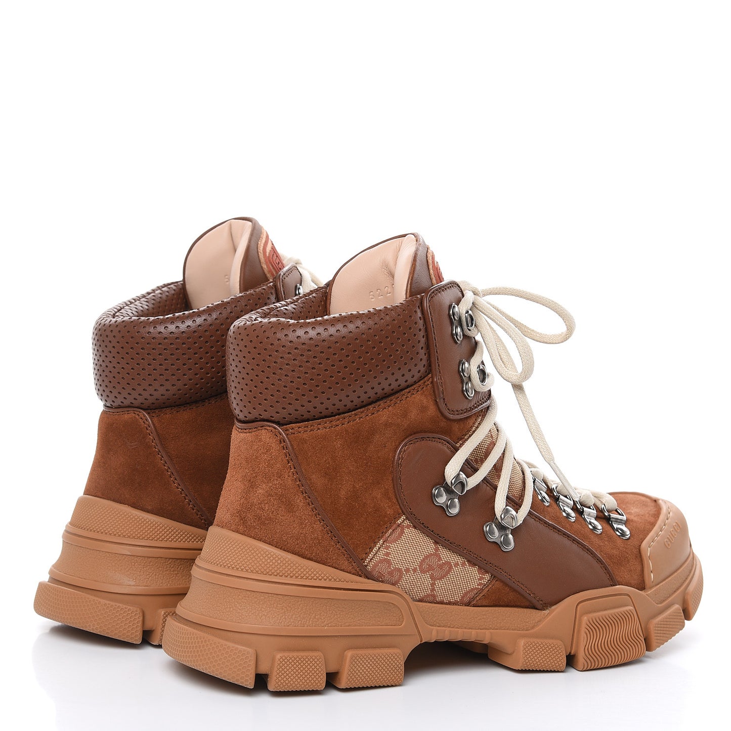 X SEGA Suede Calfskin GG Monogram Womens Flashtrek High-Top Sneakers 40 New Cuir Beige Ruggine