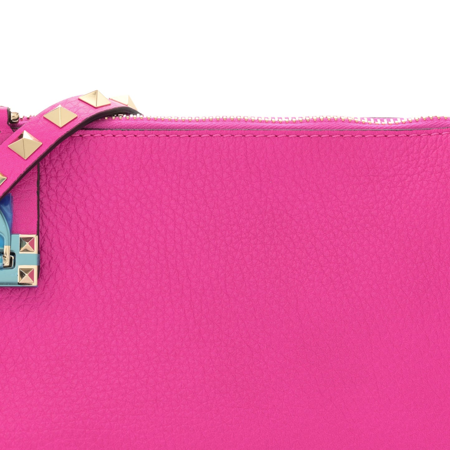 Pebbled Calfskin Small Rockstud Flip Lock Shoulder Bag Pink PP