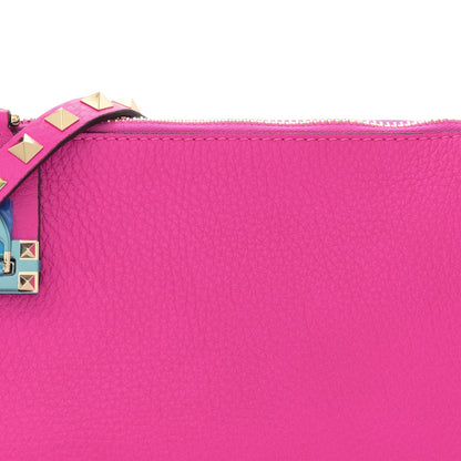Valentino Garavani Pebbled Calfskin Small Rockstud Flip Lock Shoulder Bag Pink PP 7 of 9