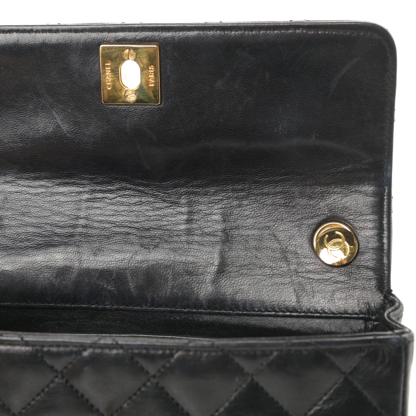 Lambskin Quilted Mini Rectangular Flap Black