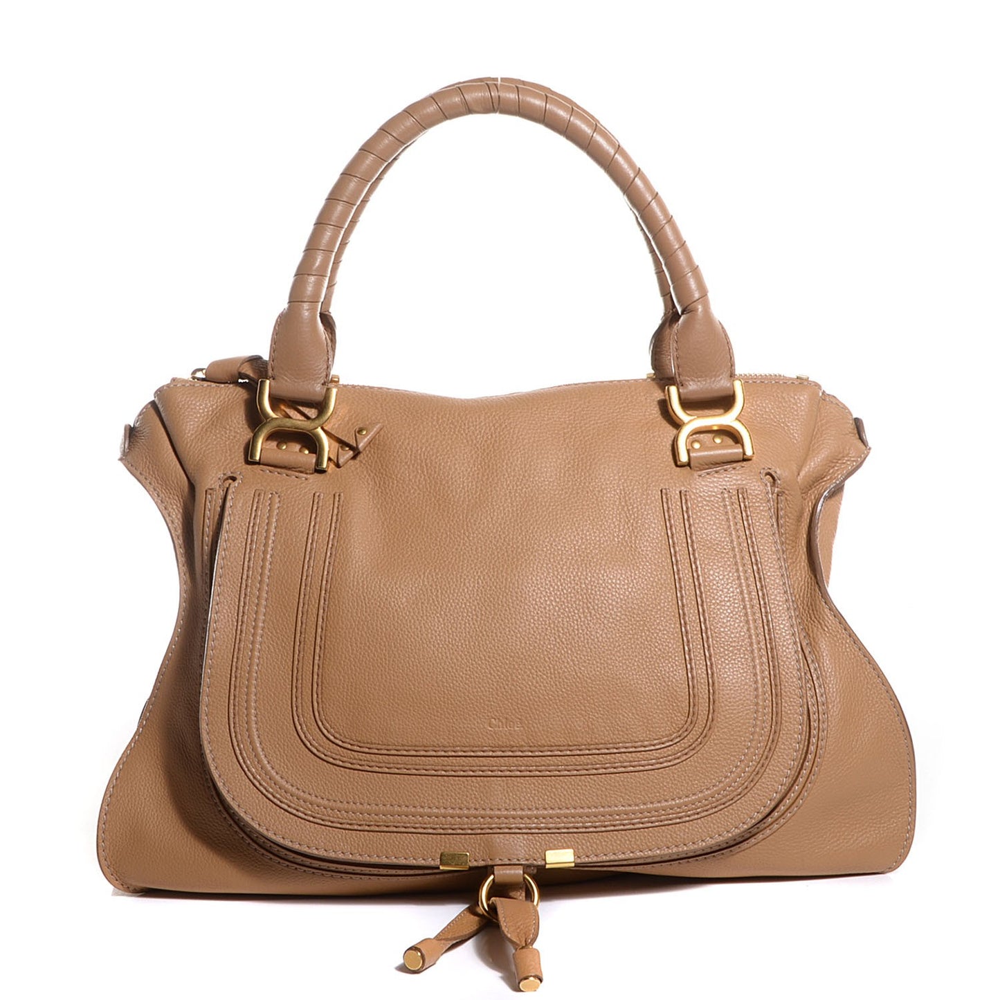 Calfskin Large Marcie Satchel Sand Shell