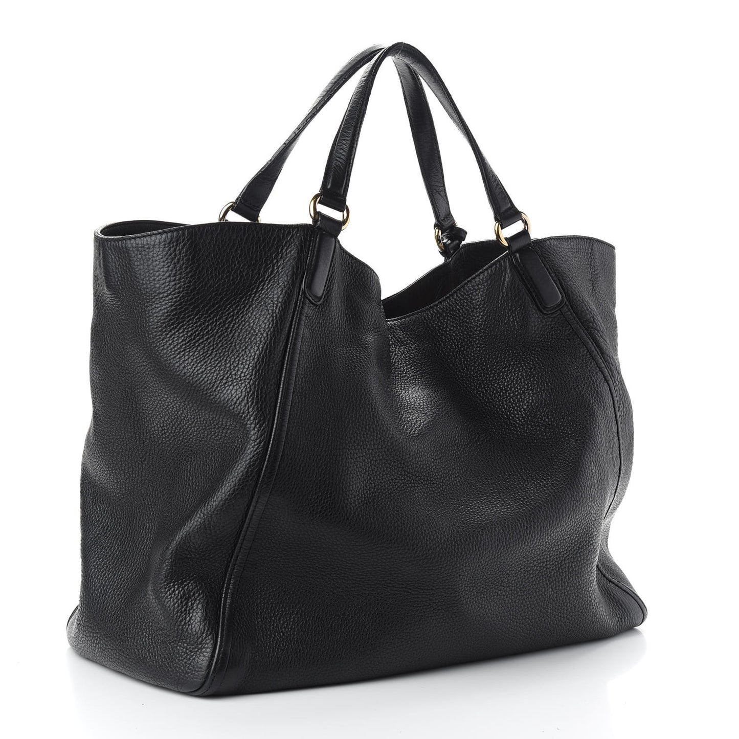 Pebbled Calfskin Large Soho Shoulder Bag Black