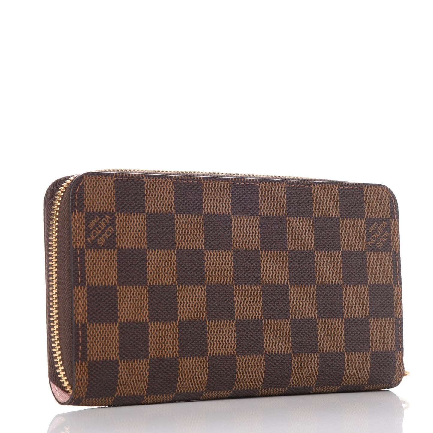 Damier Ebene Zippy Wallet Rose Ballerine