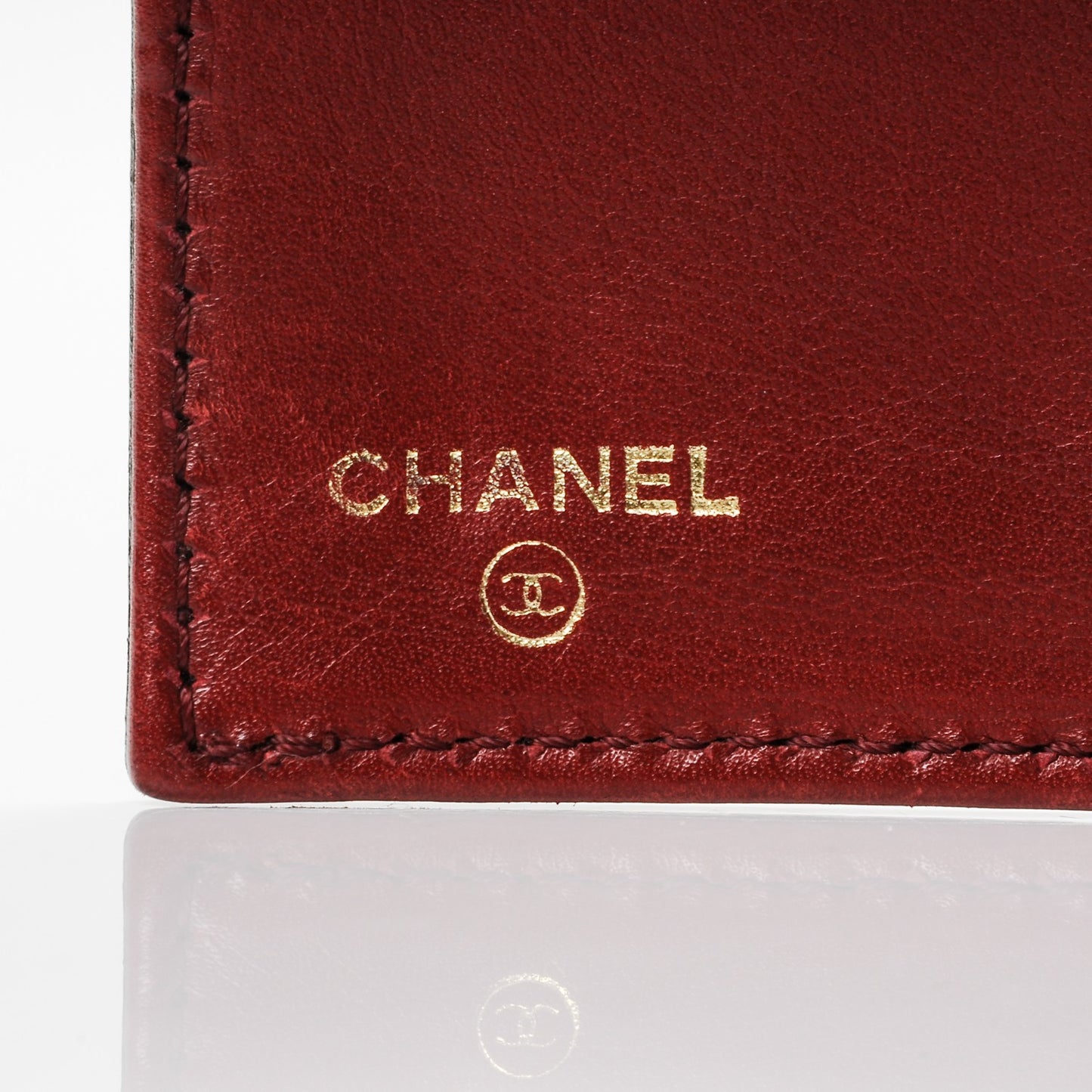 Grained Calfskin CC Flap Wallet Dark Red