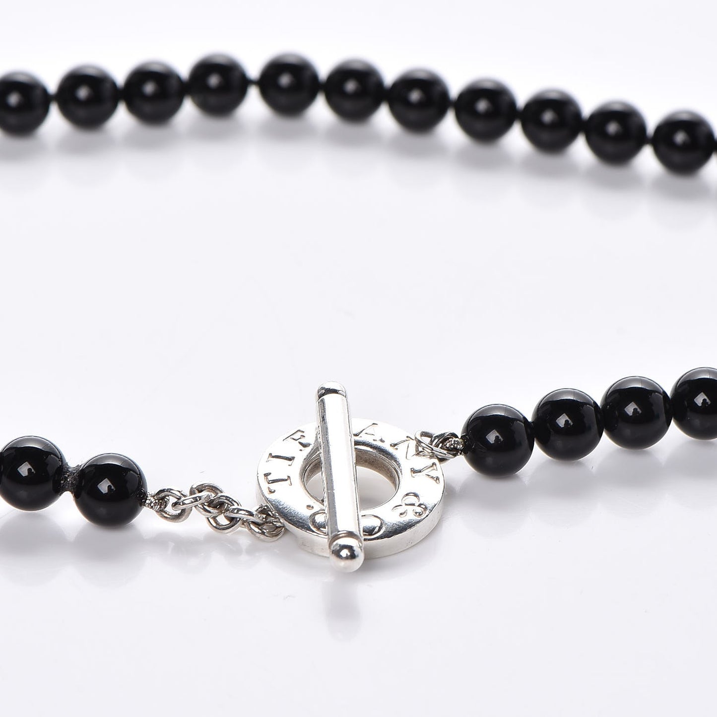 Sterling Silver Black Onyx Bead Toggle Necklace