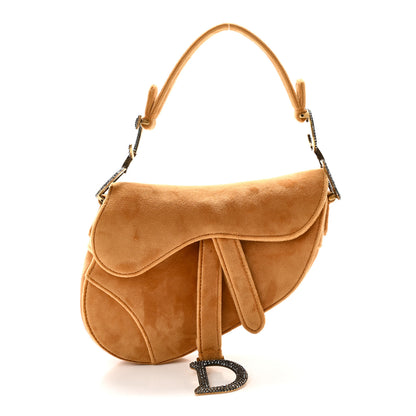 Christian Dior Velvet Crystal Mini Saddle Bag Tan 1 of 10