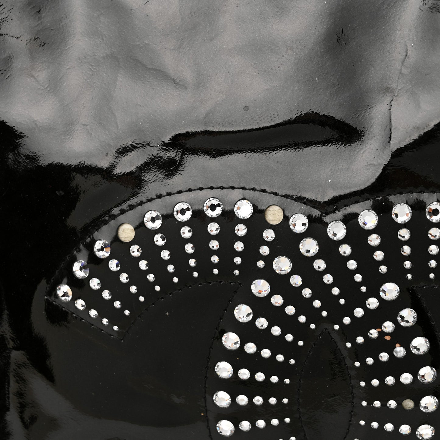Patent Crystal Strass Bonbons Tote Black