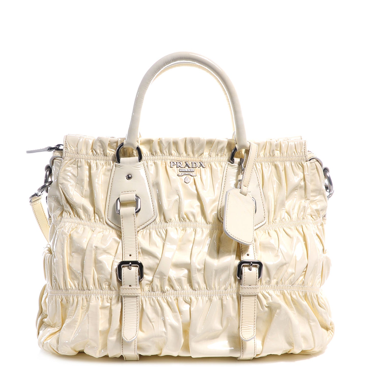 Vernice Dressy Gaufre Tote White