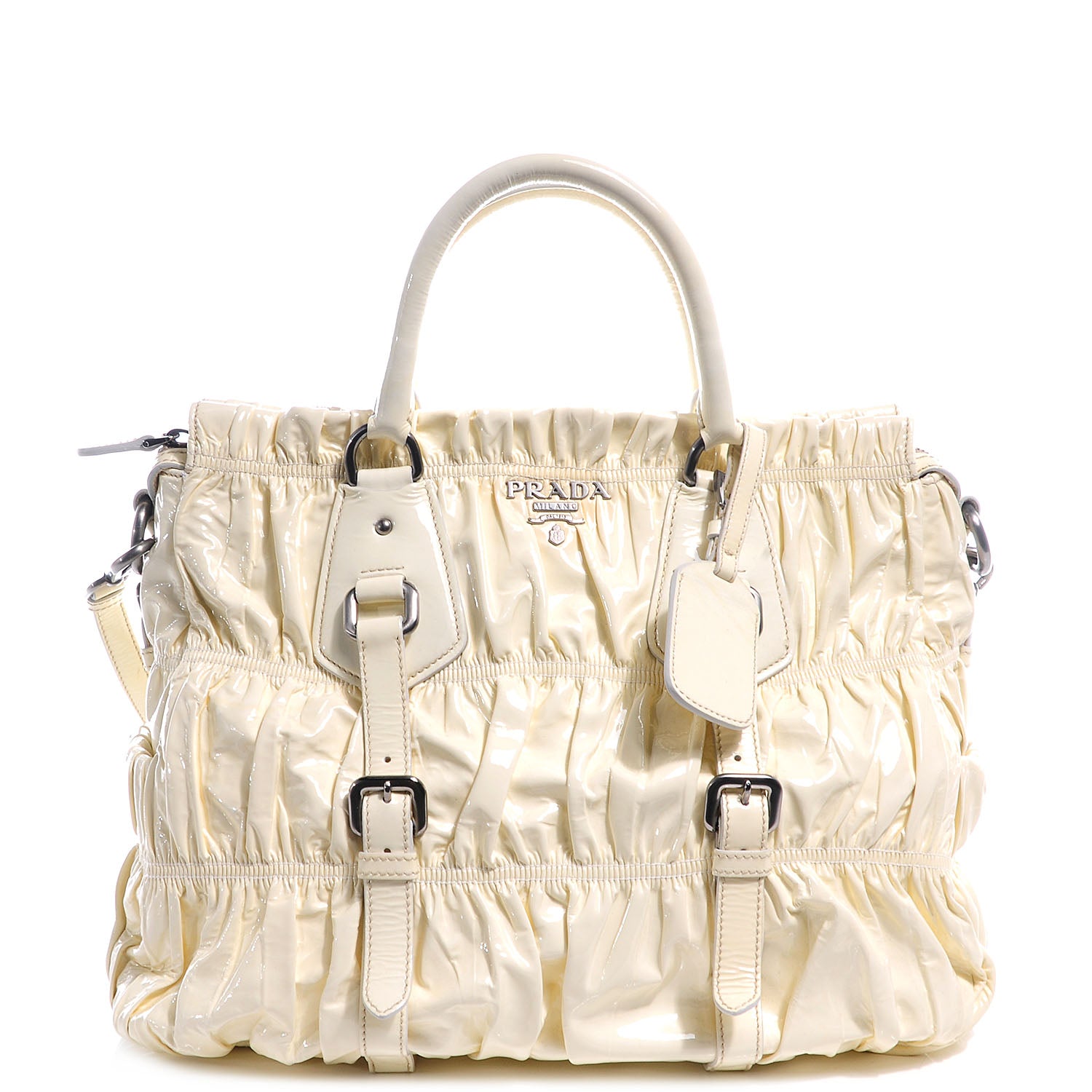 Prada Vernice Dressy Gaufre Tote White 1 of 10