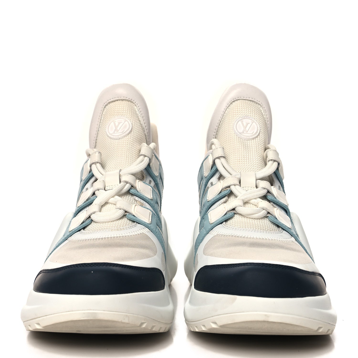Louis Vuitton Calfskin Technical Nylon LV Archlight Sneakers 40 White Blue Gris 3 of 10