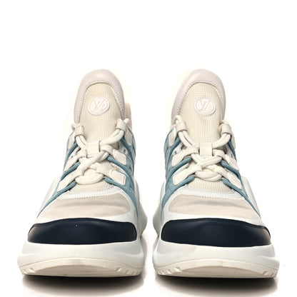Louis Vuitton Calfskin Technical Nylon LV Archlight Sneakers 40 White Blue Gris 3 of 10