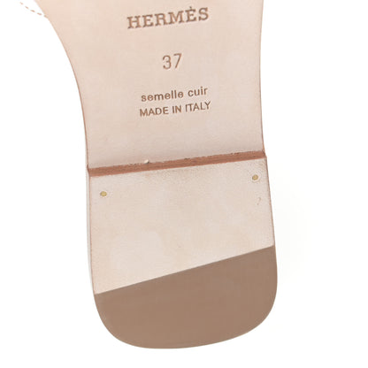 Hermes Box Calfskin Oran Sandals 37 White 9 of 11