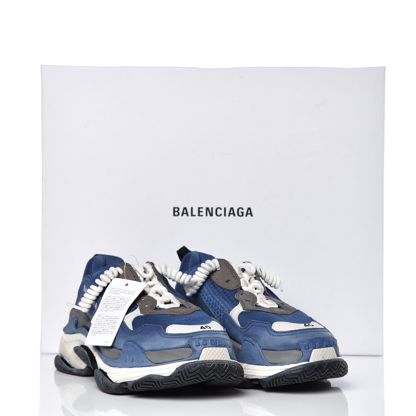 Mesh Nubuck Mens Triple S Sneakers 40 Navy Gris
