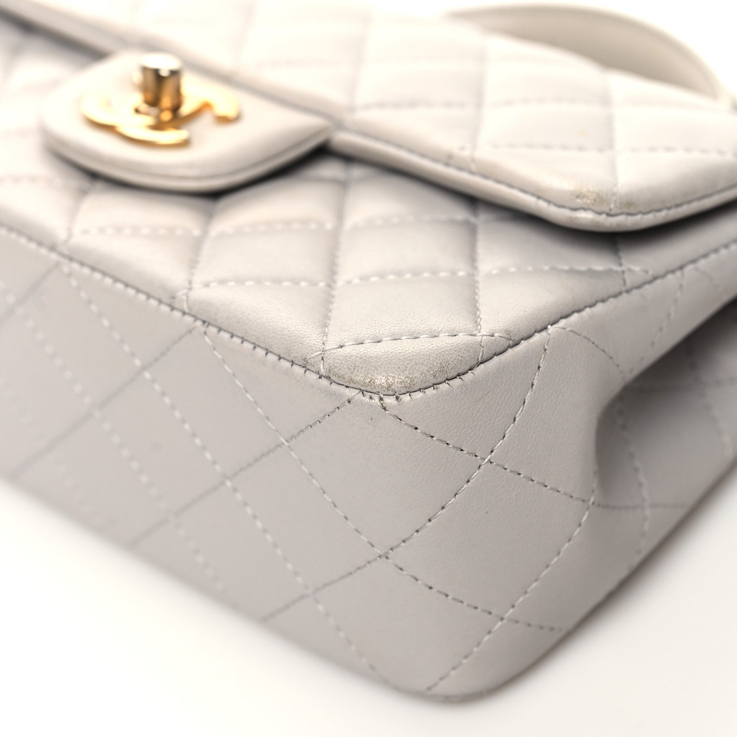 Chanel Lambskin Quilted Mini Top Handle Rectangular Flap Grey 10 of 16