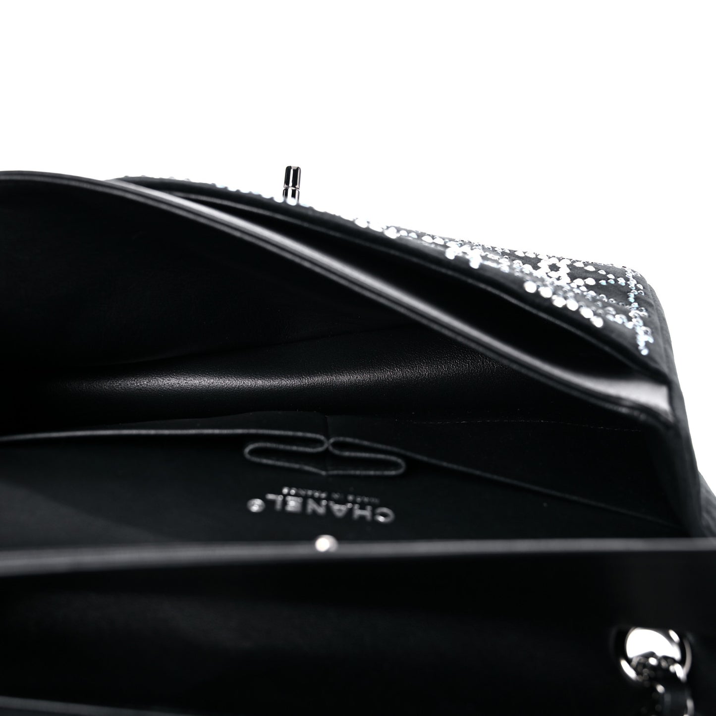 Velvet Crystal Medium Double Flap Black