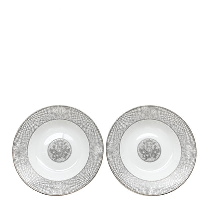 Hermes Porcelain Mosaique Au 24 Platine Soup Bowl Set of 2 1 of 6