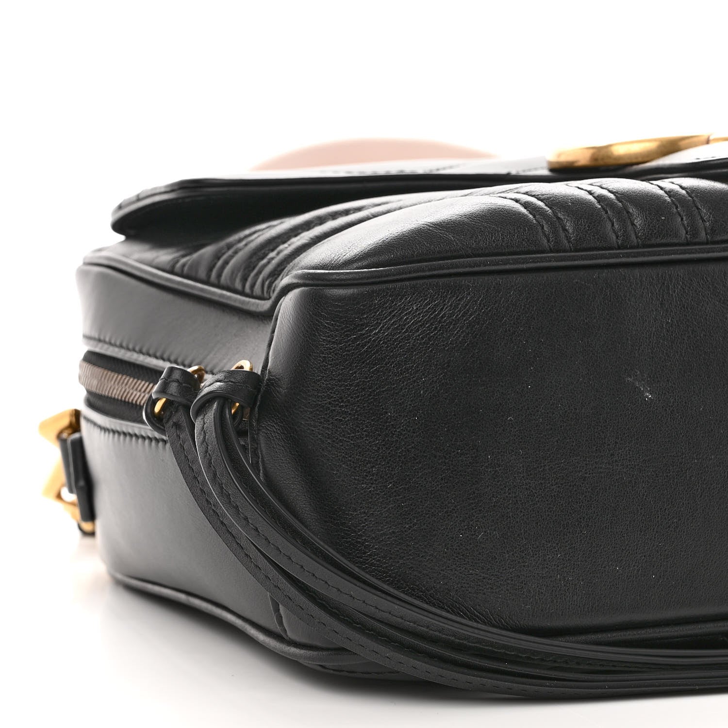 Gucci Calfskin Matelasse Sylvie Web Small GG Marmont Top Handle Shoulder Bag Black 9 of 12