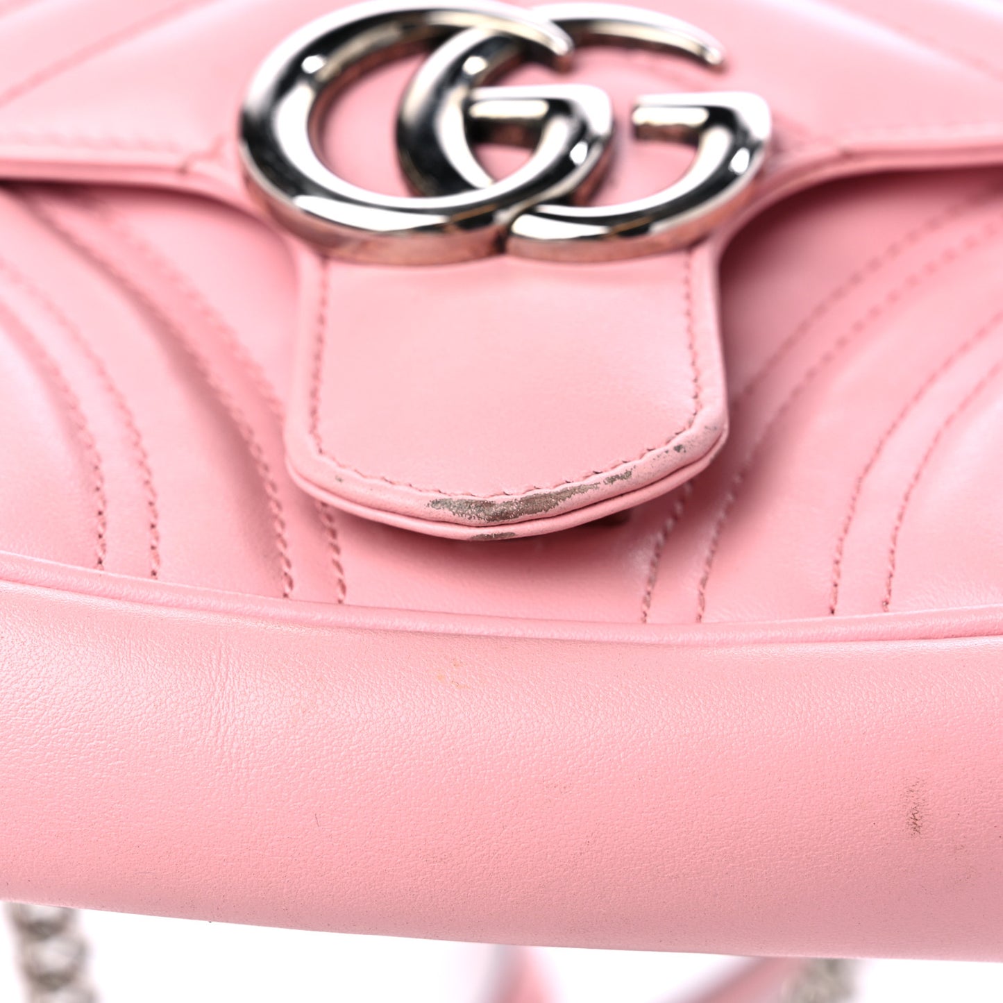 Calfskin Matelasse Mini GG Marmont Shoulder Bag Wild Rose