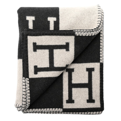 Hermes Wool Cashmere Signature Avalon Blanket Black 2 of 3