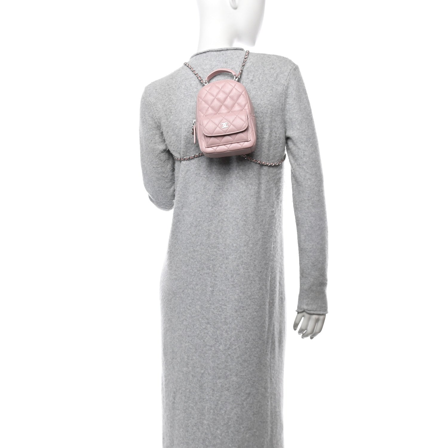 Chanel Caviar Quilted CC Mini Classic Backpack Pink 2 of 11