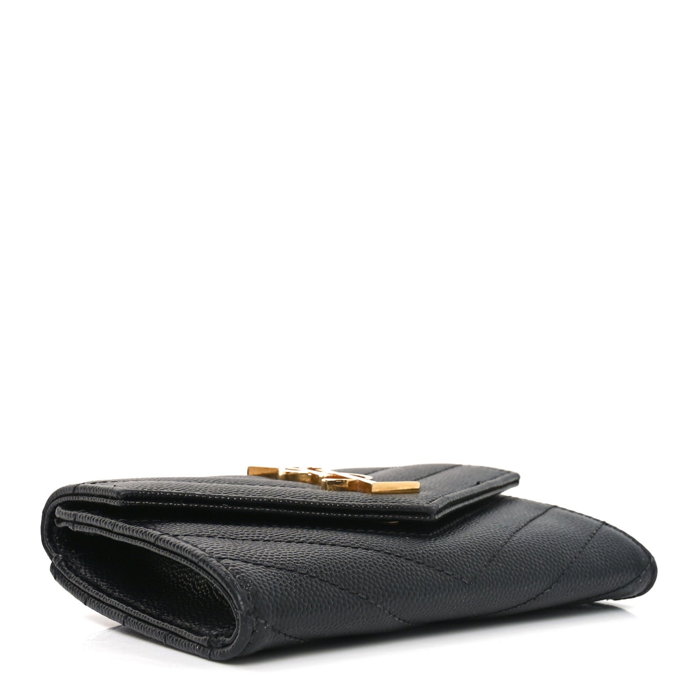 Grain De Poudre Matelasse Chevron Small Monogram Envelope Wallet Black