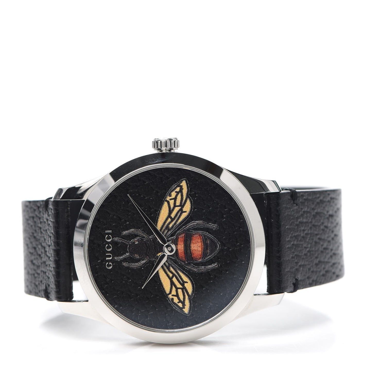 Stainless Steel Calfskin 38mm G-Timeless Bee Quartz Watch Black