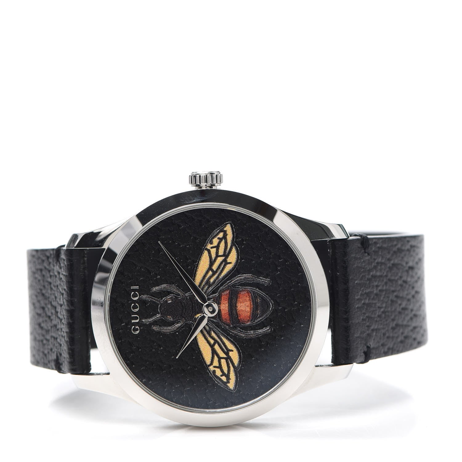 Gucci Stainless Steel Calfskin 38mm G-Timeless Bee Quartz Watch Black 2 of 5