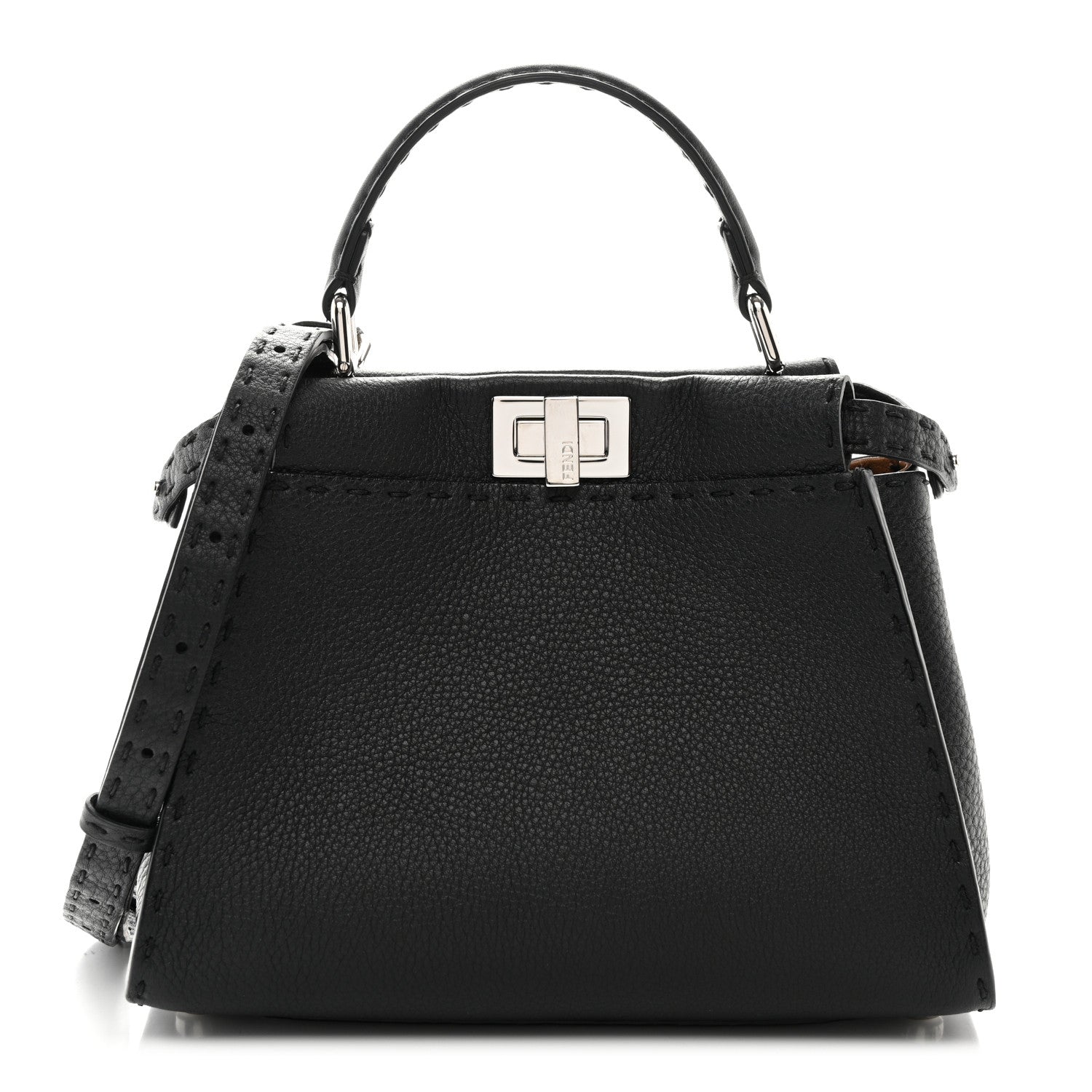 Fendi Cuoio Romano Selleria Bi-Color Mini Peekaboo Iconic Satchel Black Mou 1 of 10