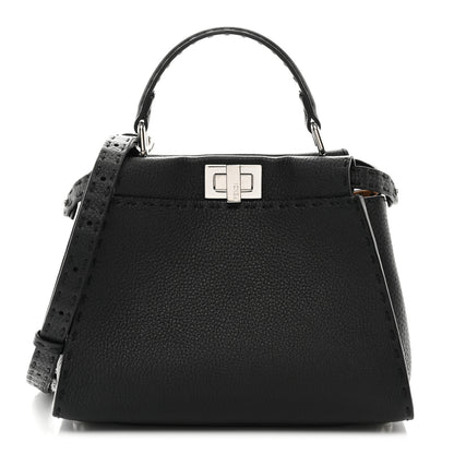 Fendi Cuoio Romano Selleria Bi-Color Mini Peekaboo Iconic Satchel Black Mou 1 of 10