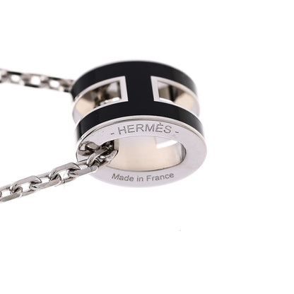 Hermes Lacquered Palladium Mini Pop H Pendant Necklace Black 6 of 8