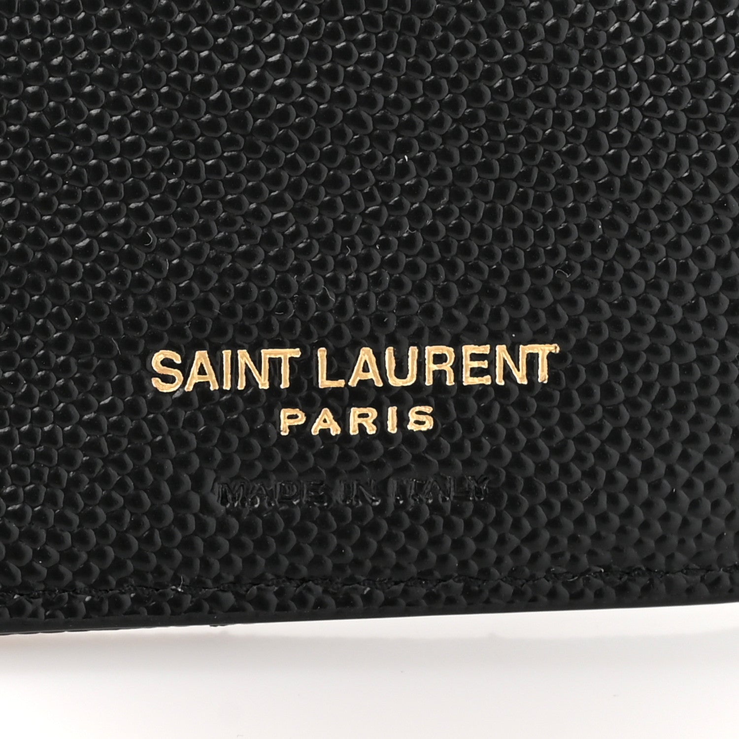 Saint Laurent Grain De Poudre Matelasse Chevron Monogram Compact Wallet Black 7 of 9