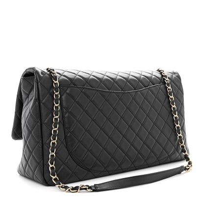 Chanel Metallized Calfskin Quilted XXL Travel Flap Bag Black 3 of 10