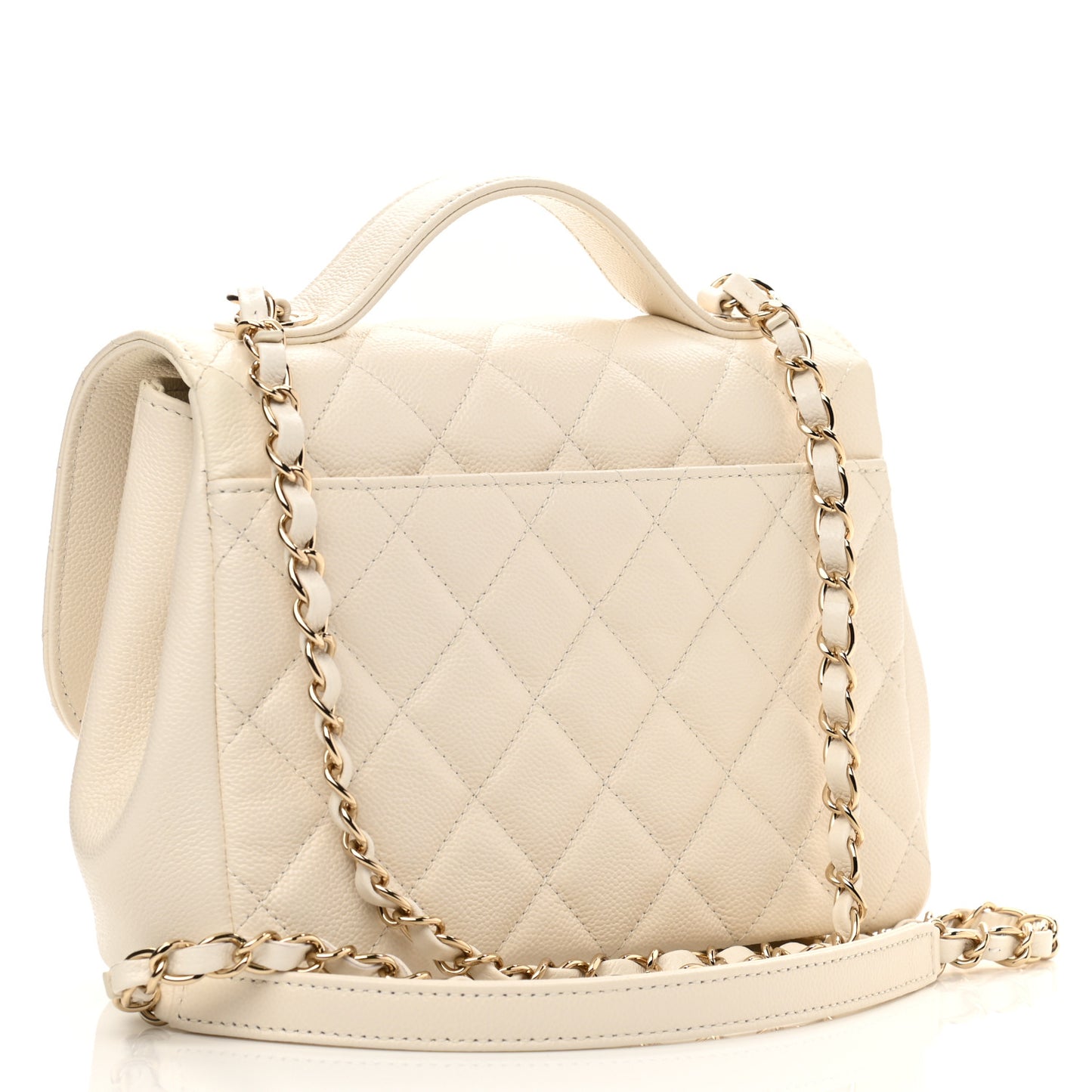Caviar Quilted Medium Business Affinity Flap White