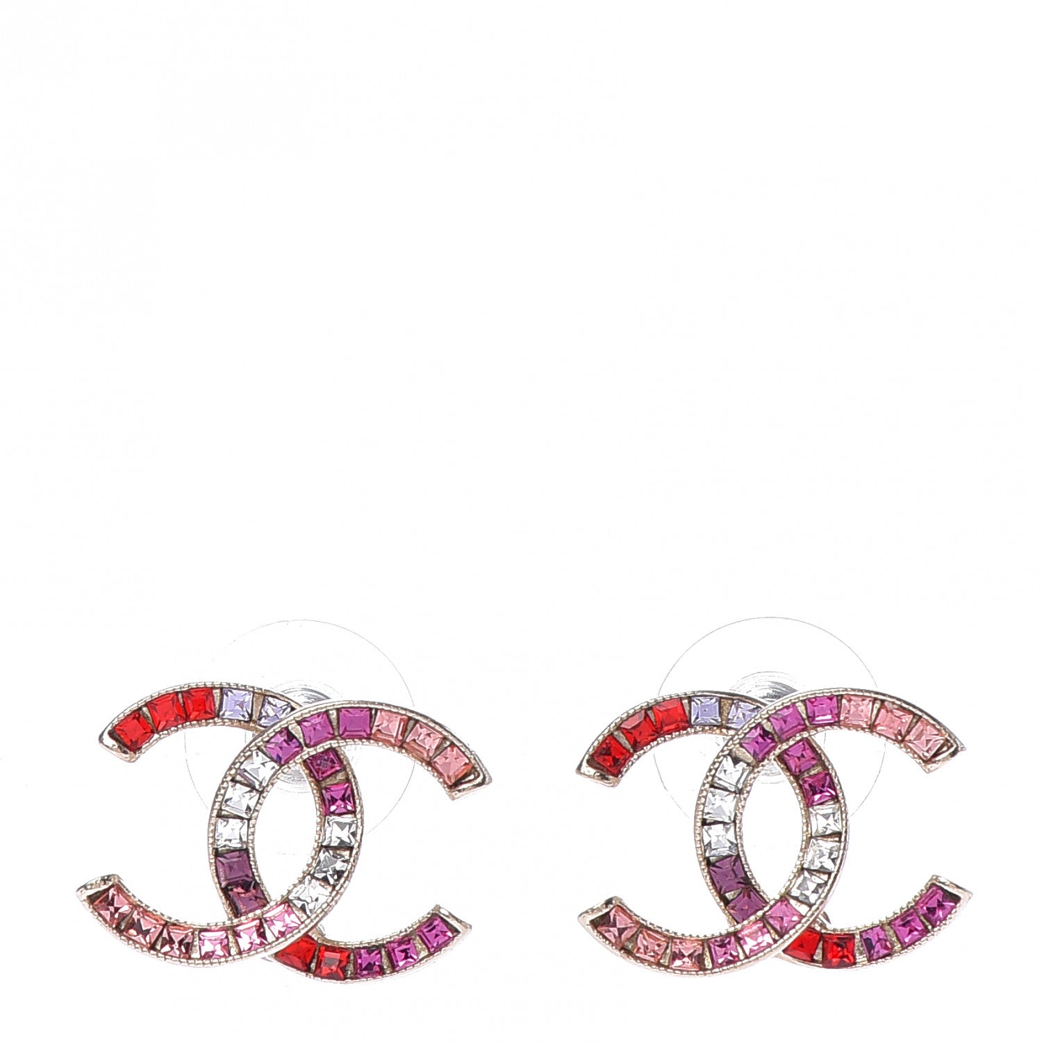 Chanel Crystal Baguette CC Earrings Gold Multicolor 1 of 4