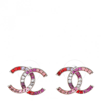 Chanel Crystal Baguette CC Earrings Gold Multicolor 1 of 4