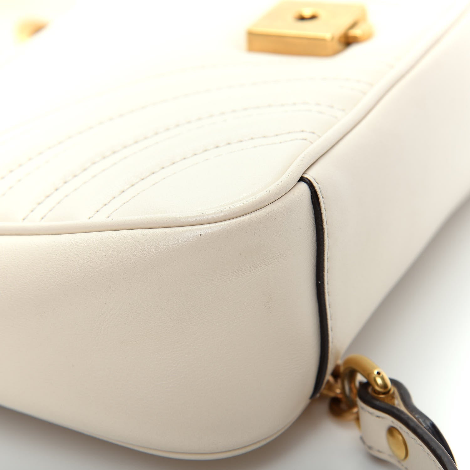 Gucci Calfskin Matelasse Mini GG Marmont Shoulder Bag White 11 of 11
