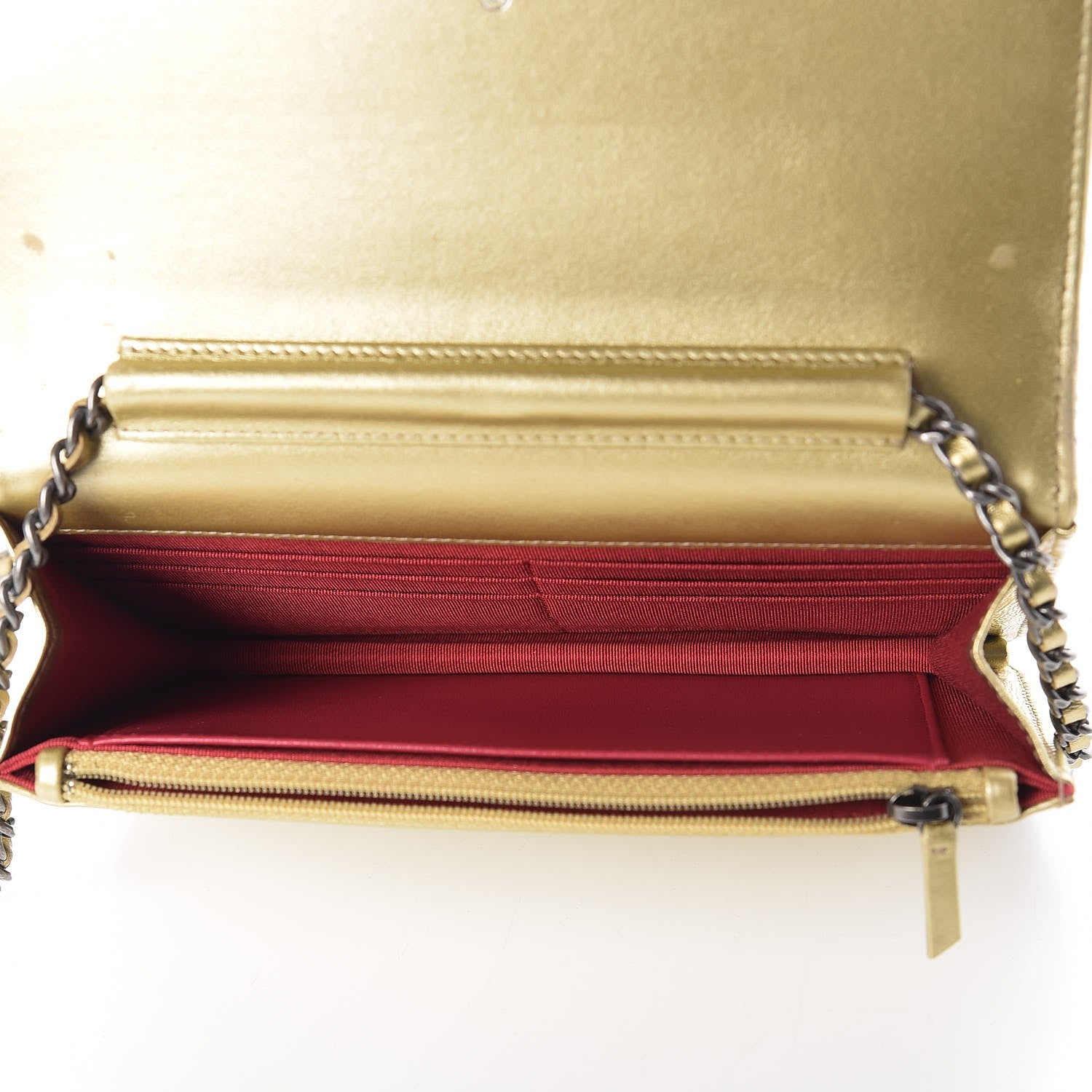 Chanel Metallic Aged Calfskin Quilted Gabrielle Wallet On Chain WOC Gold 5 of 12
