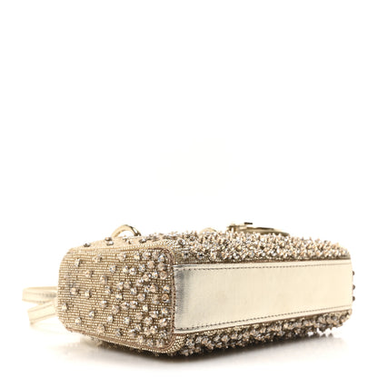 Christian Dior Metallic Lambskin Crystal Beaded Embroidered Micro Lady D-Joy Gold 4 of 11