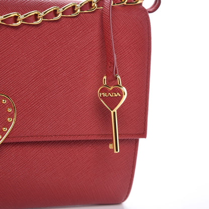 Prada Saffiano Heart Chain Wallet Fuoco 9 of 9