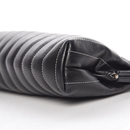 Chanel Lambskin Vertical Quilted Mademoiselle Clutch Black 12 of 14