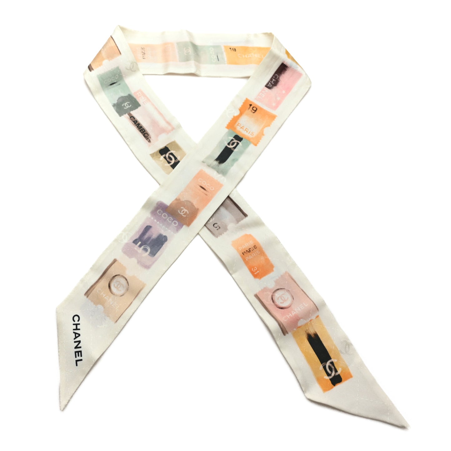 Silk Coco Bandeau Scarf Ivory Multicolor