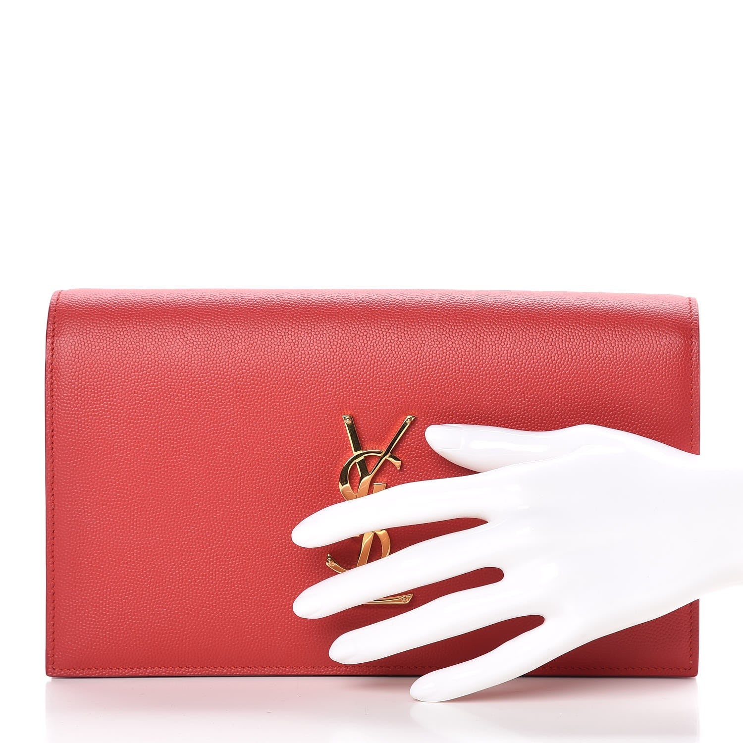 Saint Laurent Grain De Poudre Classic Kate Monogram Clutch New Red 2 of 12