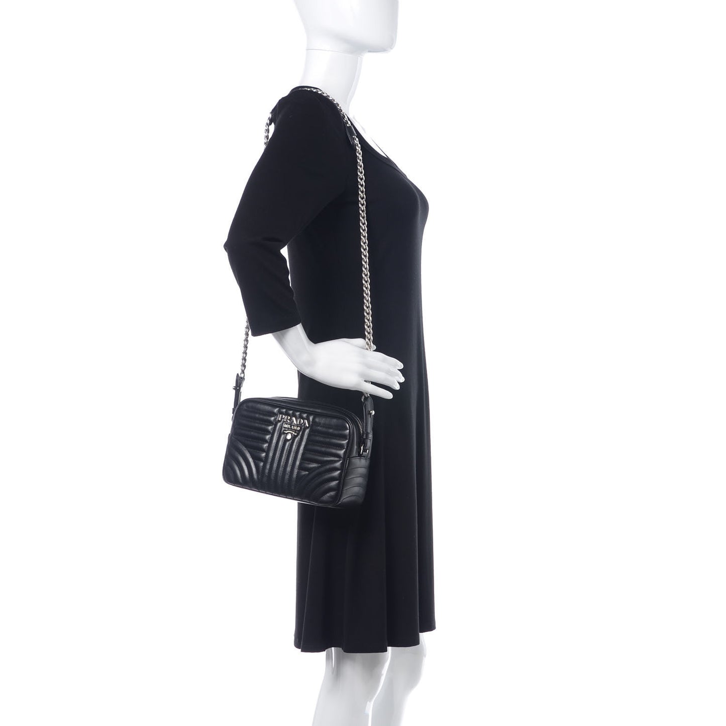 Soft Calfskin Diagramme Crossbody Bag Black