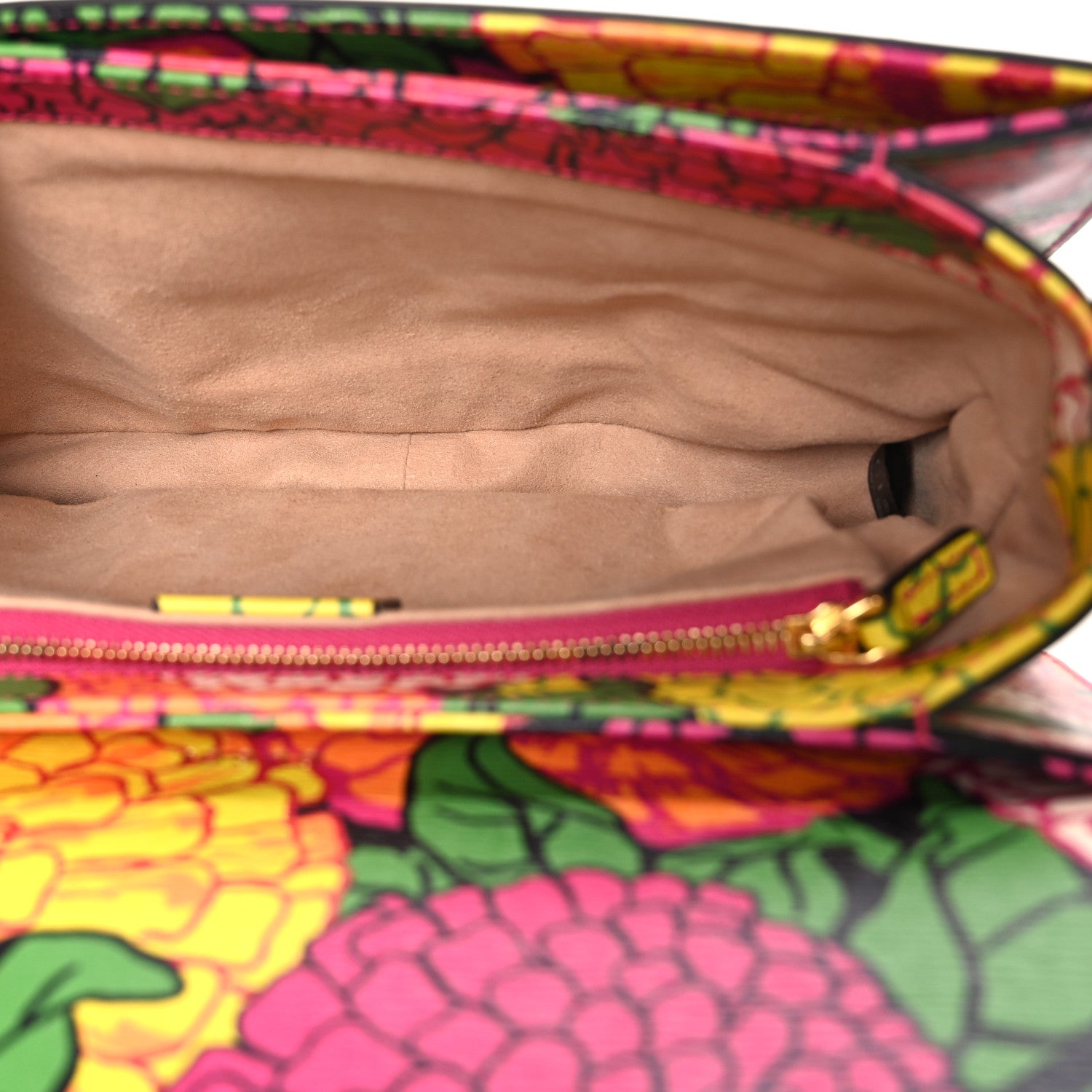 Gucci X KEN SCOTT New Shangai Calfskin Pomponica Print Horsebit 1955 Shoulder Bag Multicolor Fuxia Pompon 4 of 9