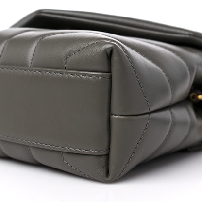 Saint Laurent Calfskin Y Quilted Monogram Toy Loulou Crossbody Bag Grey Kaki 9 of 10