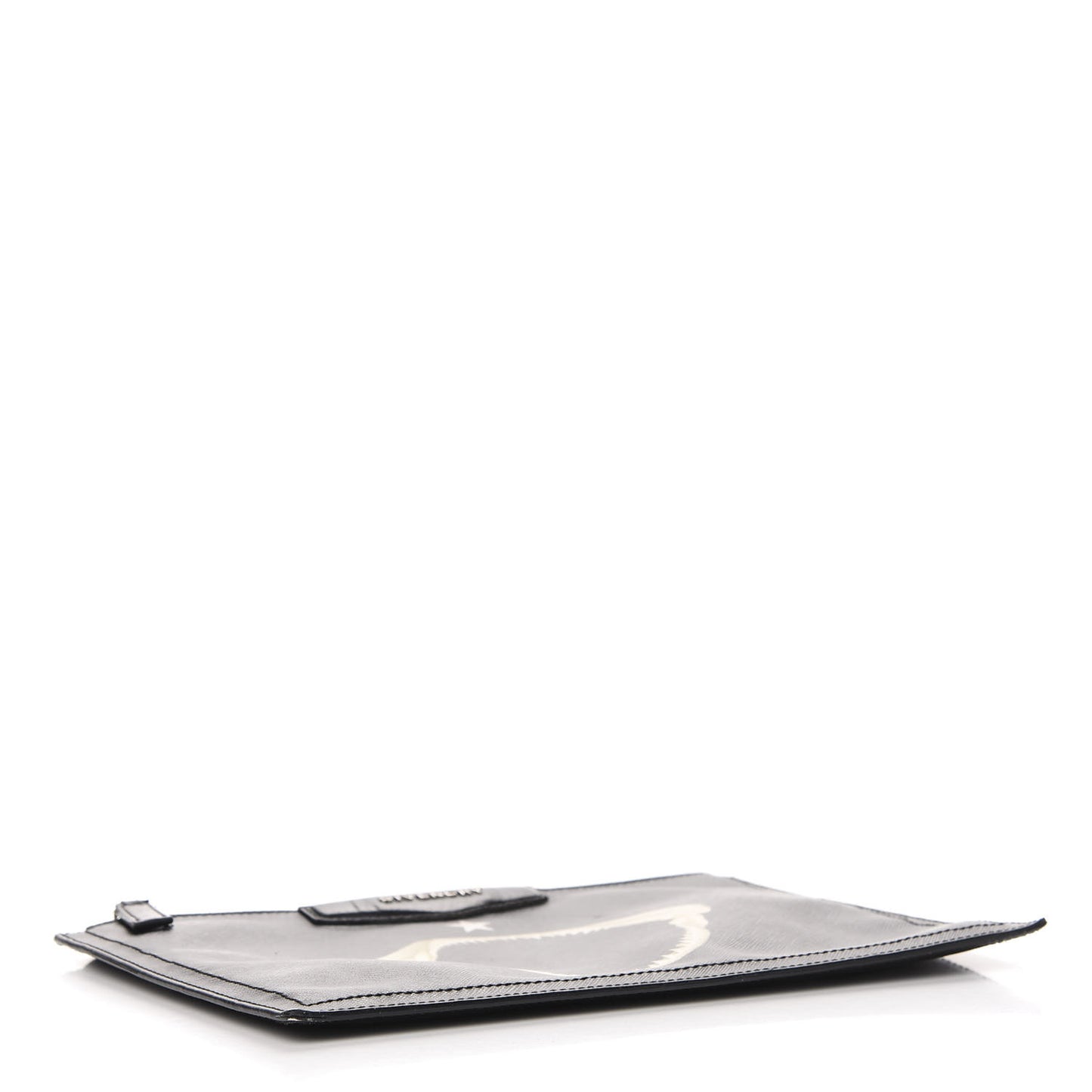 Textured Coated Canvas Medium Antigona Shark Jaw Cosmetic Pouch Black